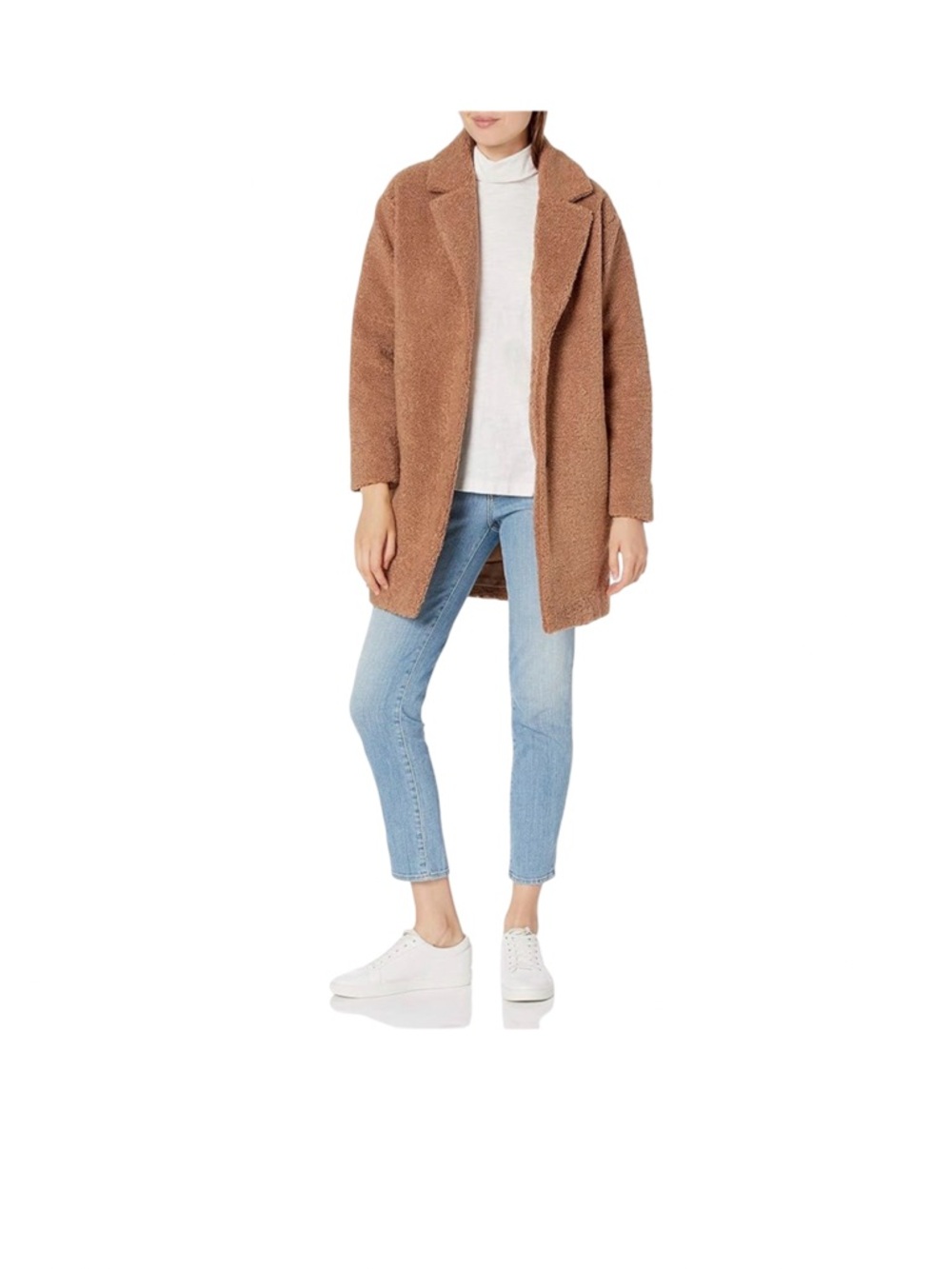 Daily Ritual Teddy Coat Women’s Large Brown Sherpa Longline Button Front